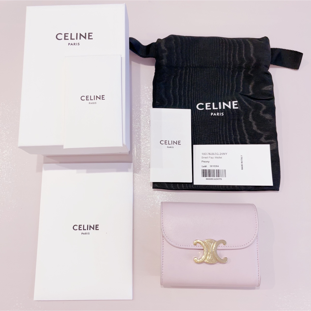 ♡CELINE セリーヌ 三つ折り財布　ピオニー　ピンク♡ | フリマアプリ ラクマ