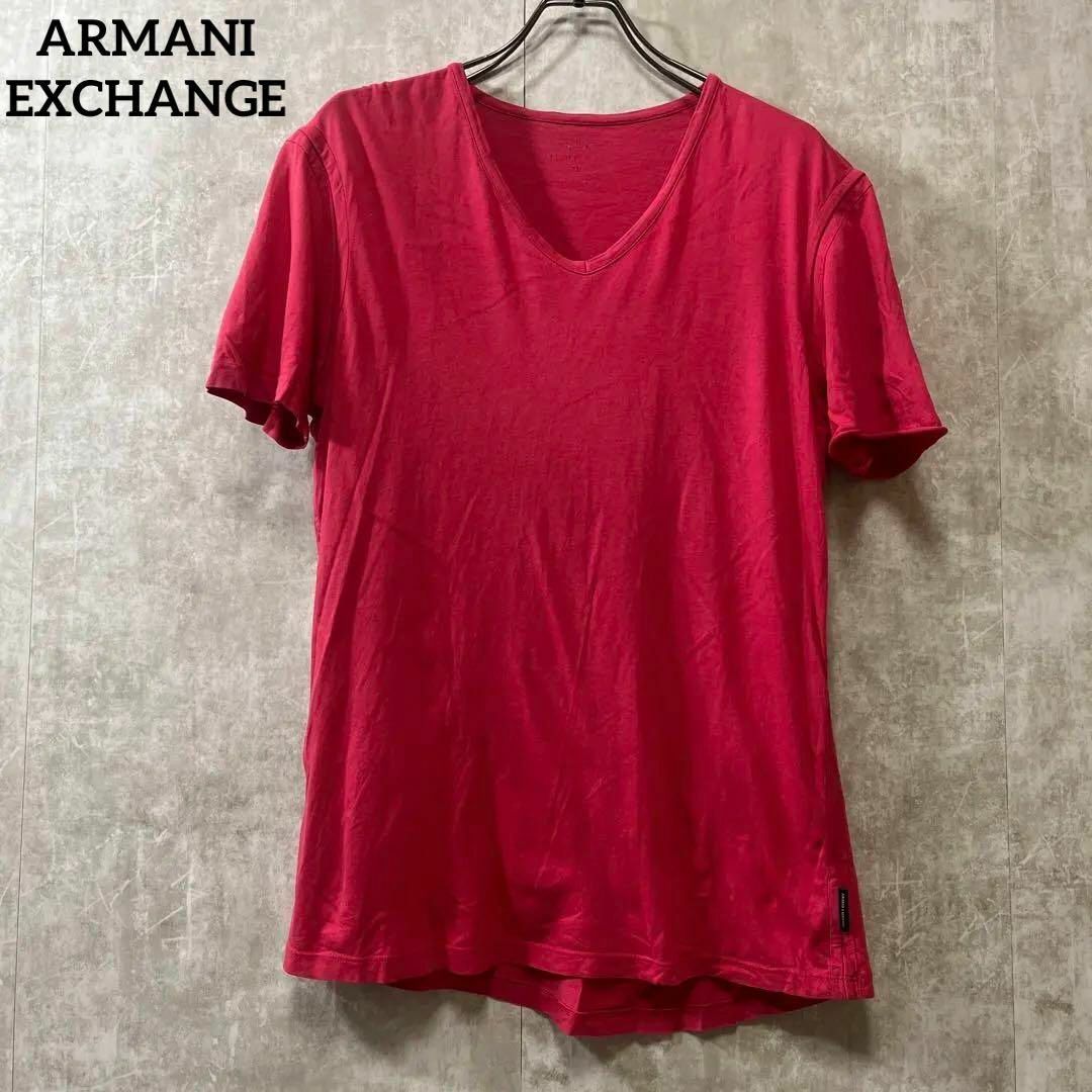 ARMANI EXCHANGE(アルマーニエクスチェンジ)のA|Xアルマーニ エクスチェンジ　Ｖネック　無地Tシャツ　半袖　ピンク　訳あり メンズのトップス(Tシャツ/カットソー(半袖/袖なし))の商品写真