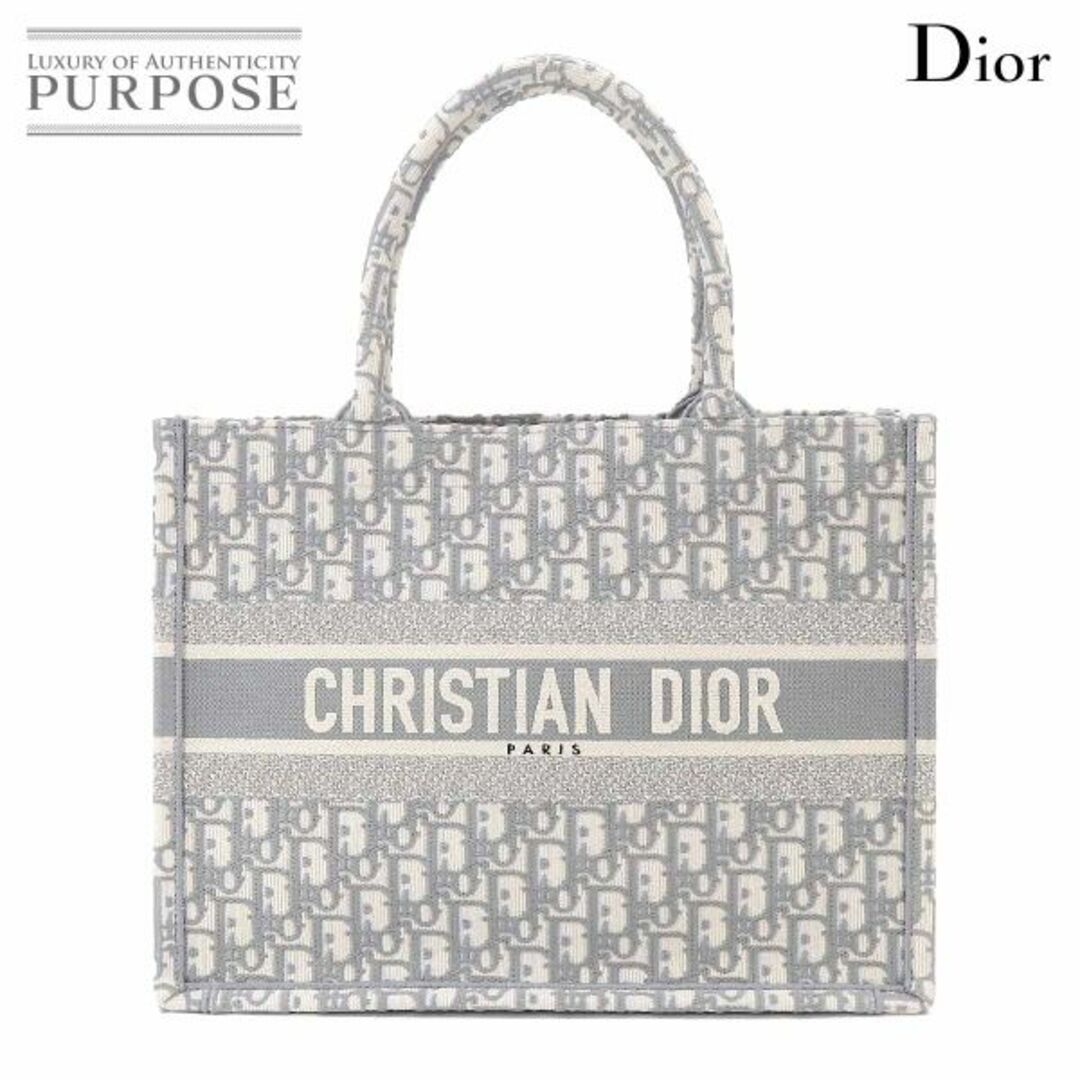 未使用 展示品 クリスチャン ディオール Christian Dior オブリーク ブック トート ミディアム バッグ キャンバス グレー VLP 90202562