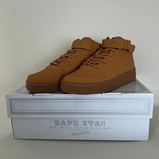 アベイシングエイプ(A BATHING APE)のBAPE STA MID メンズ レザー ミッドカット スニーカー ベージュ(スニーカー)