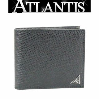 PRADA - 未使用 プラダ 三角ロゴ 二つ折り財布 黒×グレー レザー