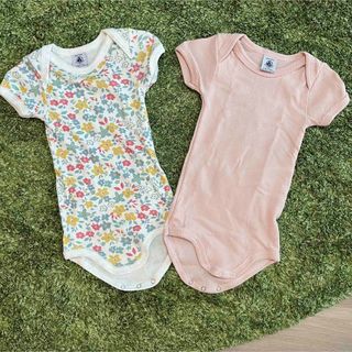 プチバトー(PETIT BATEAU)のプチバトー  半袖ボディスーツ 2枚 12m/74cm (ロンパース)