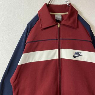人気トラックジャケット】NIKEワンポイント刺繍ロゴ古着トリコカラー長袖M-