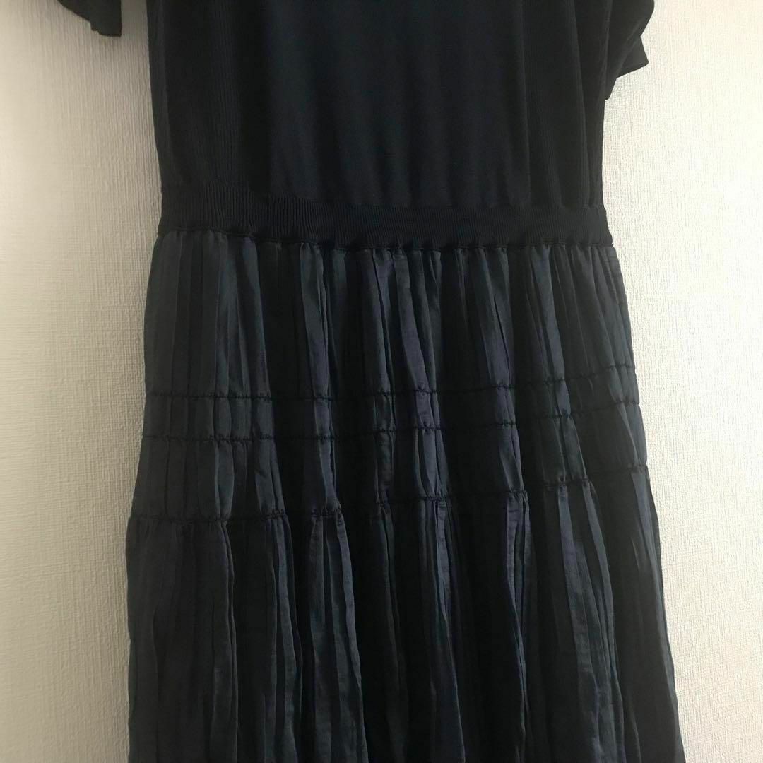 ANAYI プリーツティアードドッキングニットワンピース ネイビー 38