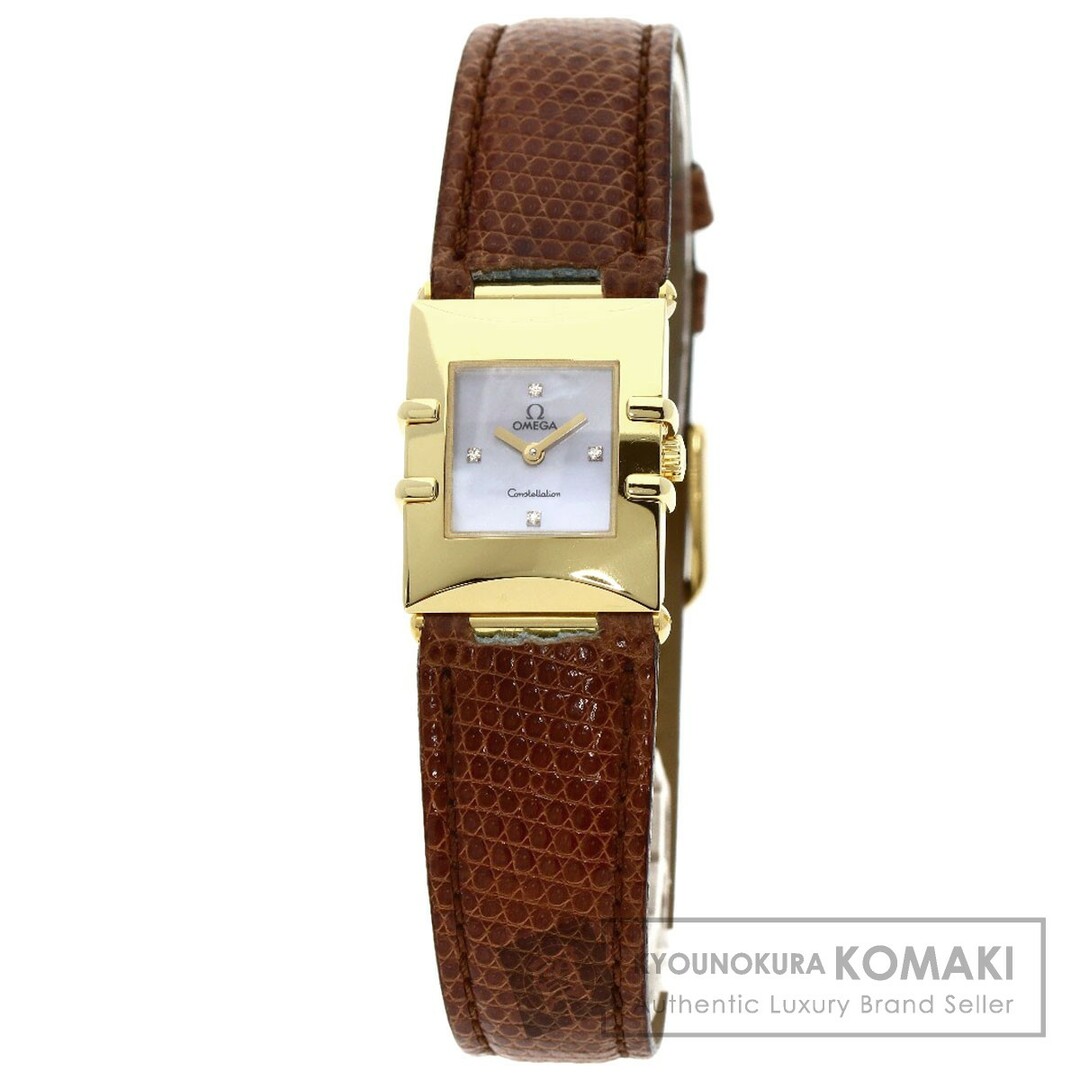 OMEGA 1631.78 コンステレーション カレ クアドラ 4P ダイヤモンド 腕時計 K18YG 革 レディース