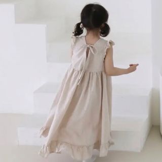 【新品未使用】cotton house リネンロングワンピース　韓国子供服(ワンピース)