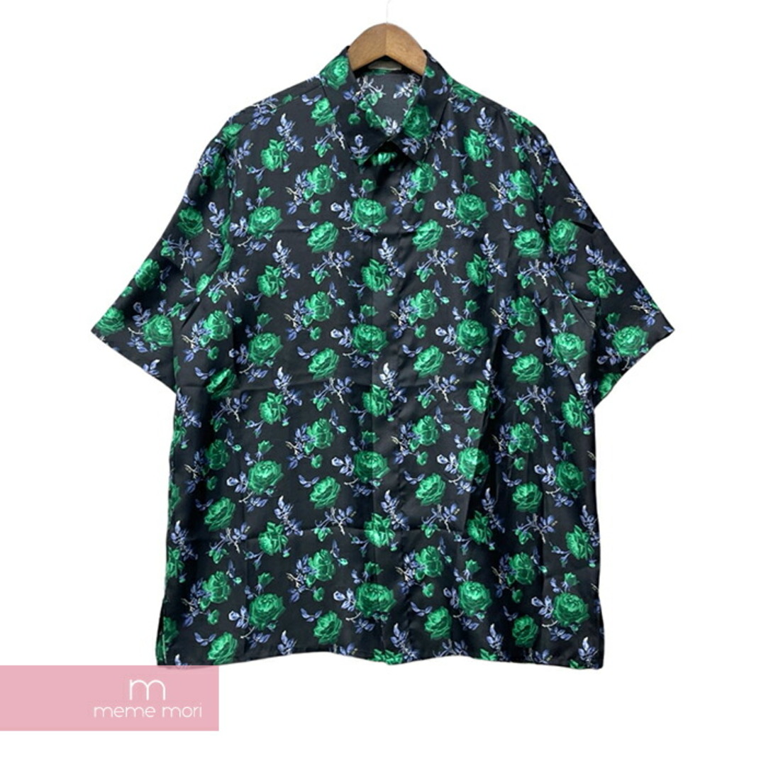 Dior 2022SS Short Sleeve Shirt with Flower Print 193C545A5630 ディオール フラワーパターンショートスリーブシャツ 半袖 シルク 総柄 花柄 ブラック×グリーン サイズ40【230806】【-A】【me04】