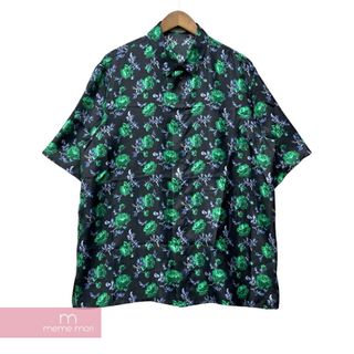 ディオール(Dior)のDior 2022SS Short Sleeve Shirt with Flower Print 193C545A5630 ディオール フラワーパターンショートスリーブシャツ 半袖 シルク 総柄 花柄 ブラック×グリーン サイズ40【230806】【中古-A】【me04】(シャツ)