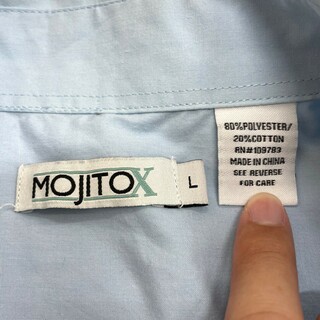 US MOJITOX キューバシャツ 半袖 ショートスリーブ プリーツ サイズ：メンズ L ライトブルー