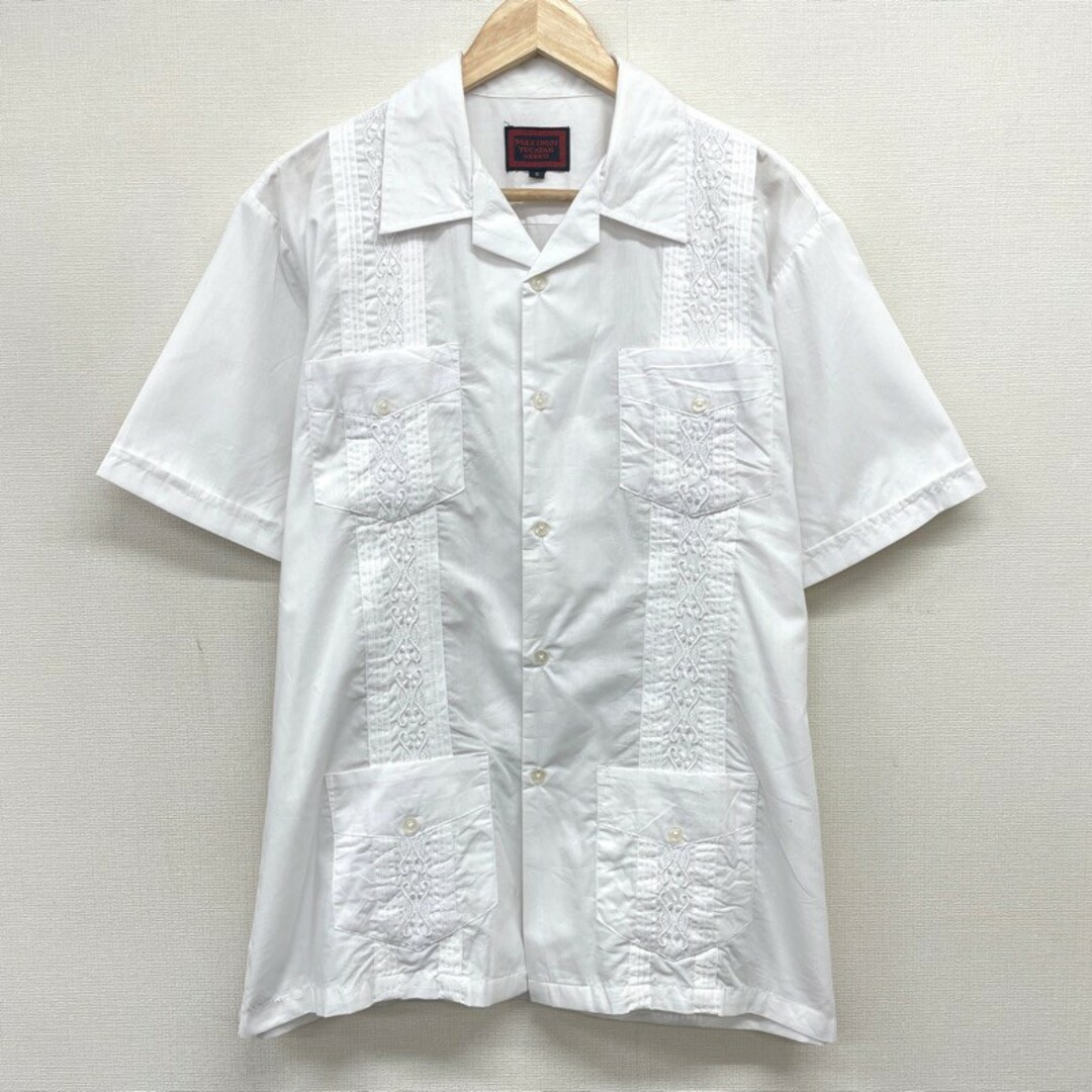 キューバシャツ　柄シャツ　全刺繍　4ポケット　Lサイズ　白