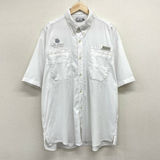 コロンビア(Columbia)のUS古着 コロンビア Columbia PFG タミアミ フィッシングシャツ 半袖 ボタンダウン Tamiami BAY POINT 刺繍 FM7054 サイズ：メンズ XL ビッグサイズ ホワイト【中古】(シャツ)