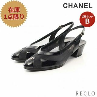 シャネル(CHANEL)のココマーク ミュール サンダル エナメルレザー ブラック メッシュ(ミュール)