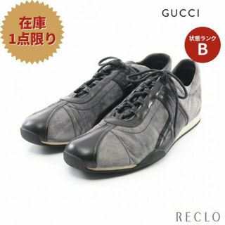 グッチ(Gucci)の ローカットスニーカー スエード レザー グレー ブラック(スニーカー)