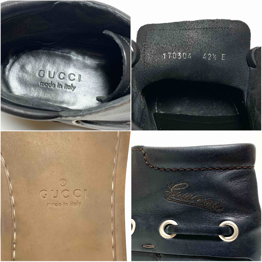 Gucci(グッチ)の☆良品 グッチ GUCCI デッキソール レザー チャッカブーツ 黒 イタリア製 メンズの靴/シューズ(ブーツ)の商品写真