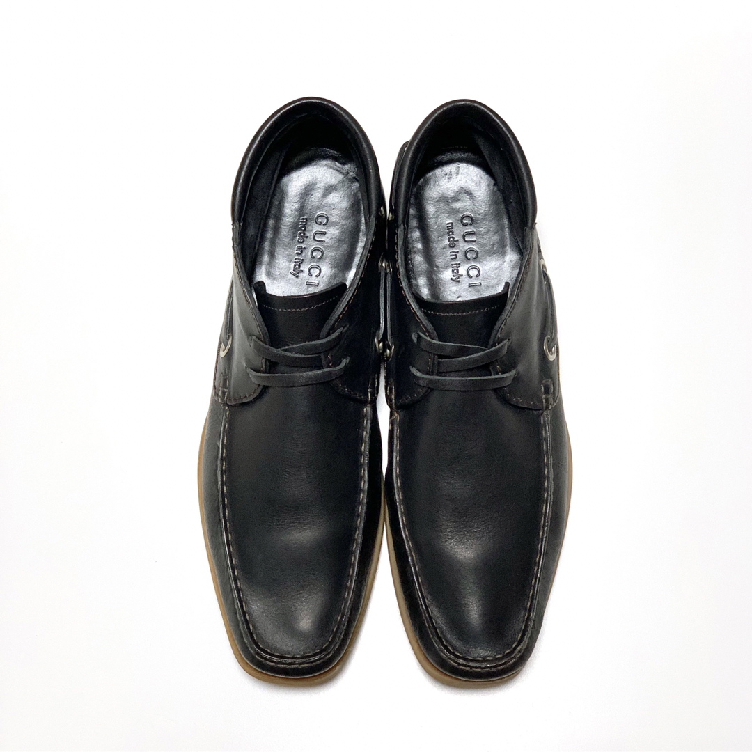Gucci(グッチ)の☆良品 グッチ GUCCI デッキソール レザー チャッカブーツ 黒 イタリア製 メンズの靴/シューズ(ブーツ)の商品写真