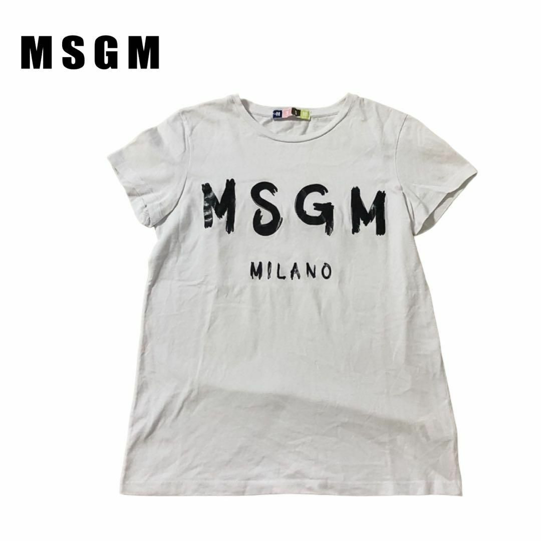 希少white✨ MSGM 定番ロゴプリントTシャツ レディースXS.S.M