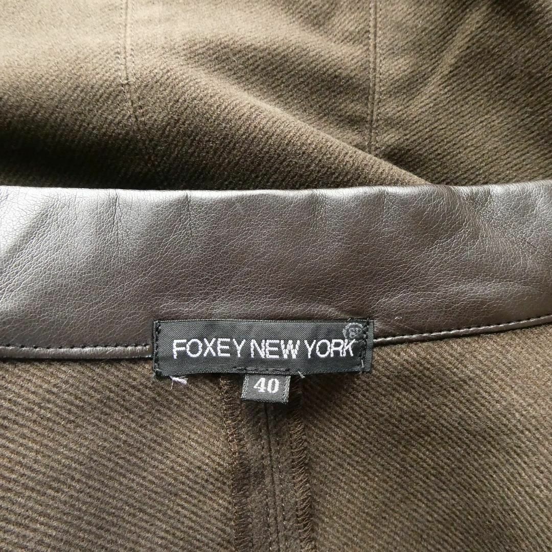 美品 FOXEY NEWYORK レザー エルボーパッチ シングル ジャケット
