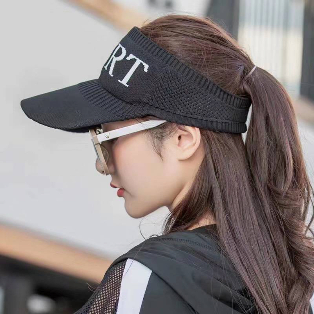 【新品未使用】サンバイザー 帽子 黒 ブラック メンズの帽子(サンバイザー)の商品写真