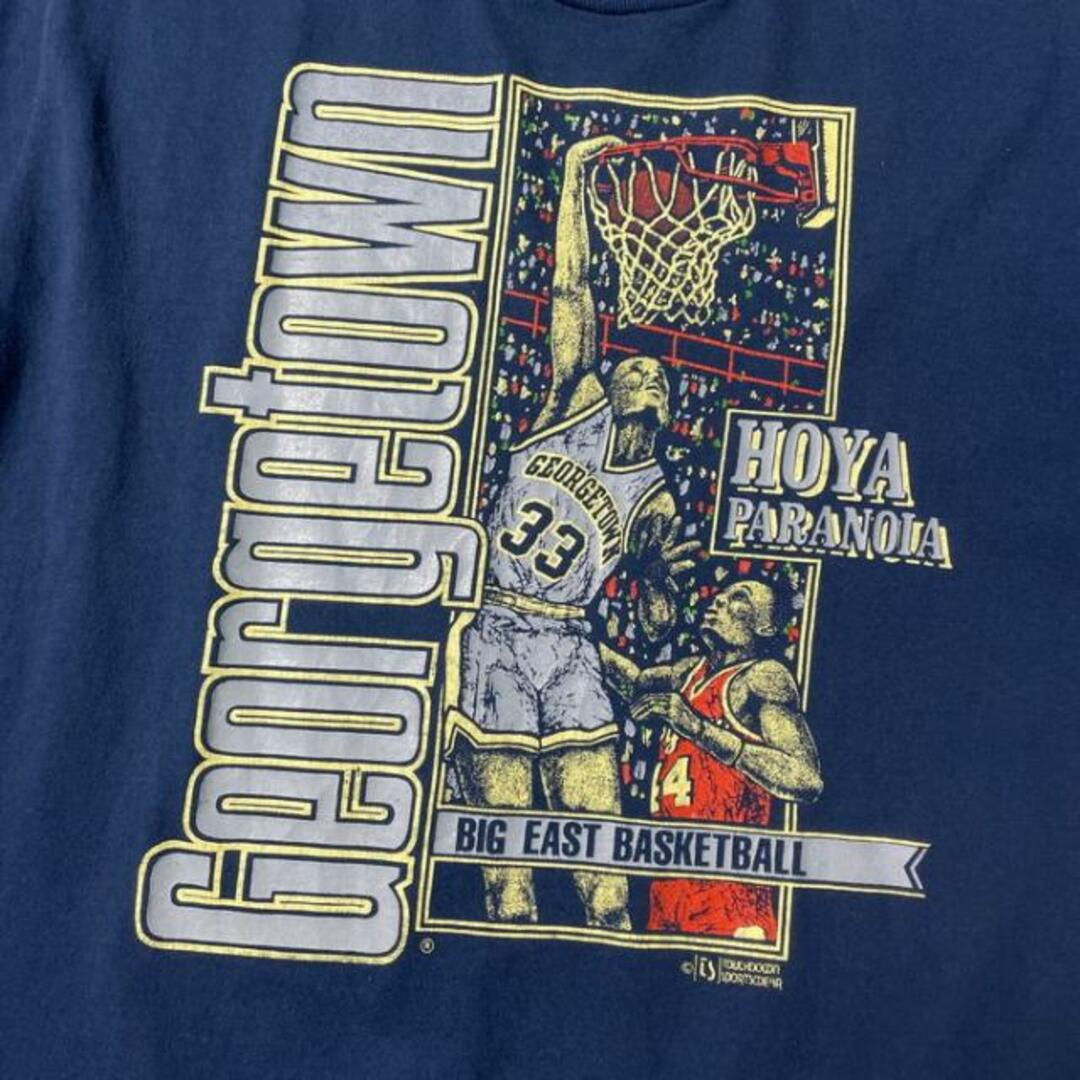 90年代 USA製 GEORGETOWN HOYA PARANOIA カレッジチームロゴ アート プリント Tシャツ メンズL