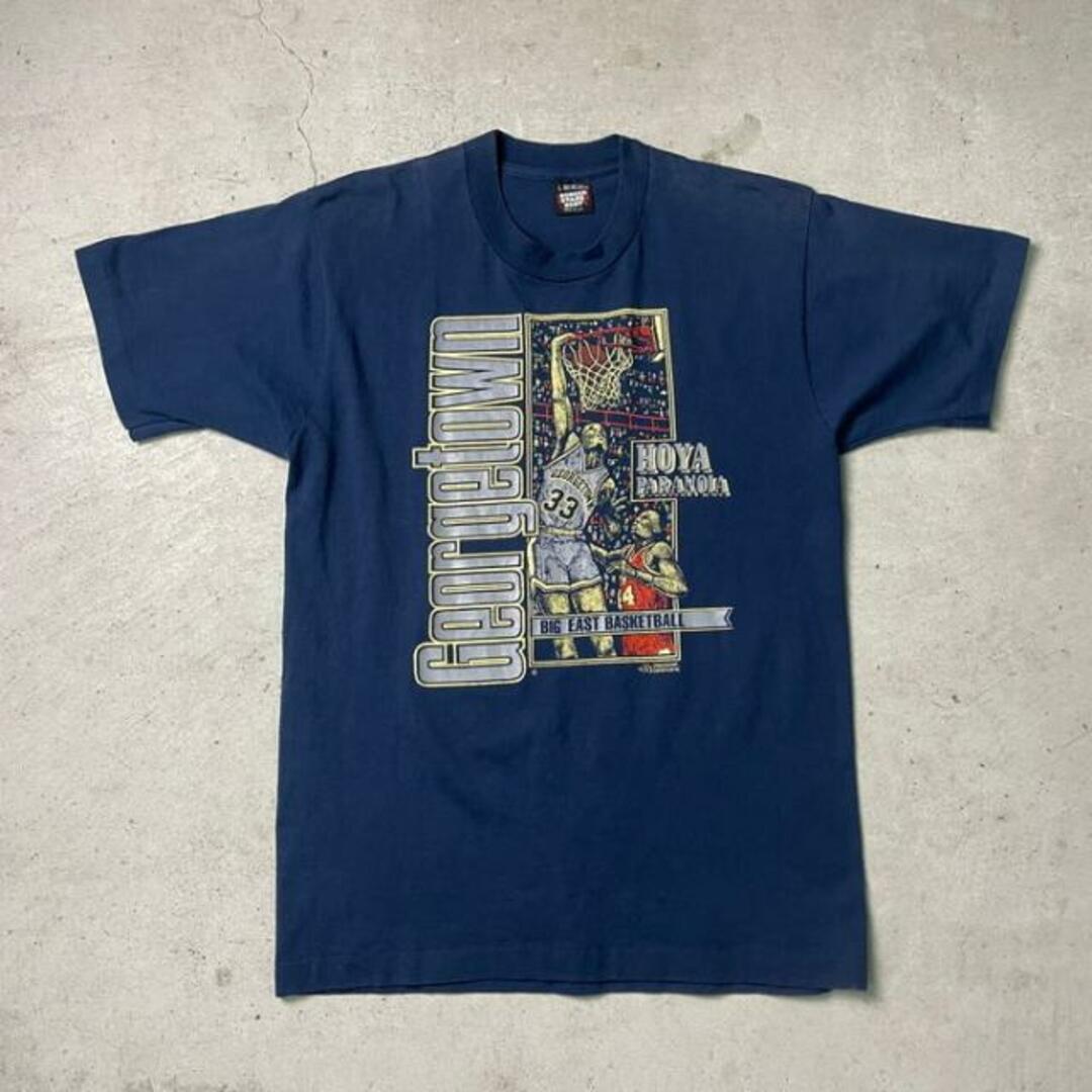 90年代 USA製 GEORGETOWN HOYA PARANOIA カレッジチームロゴ アート プリント Tシャツ メンズL 1