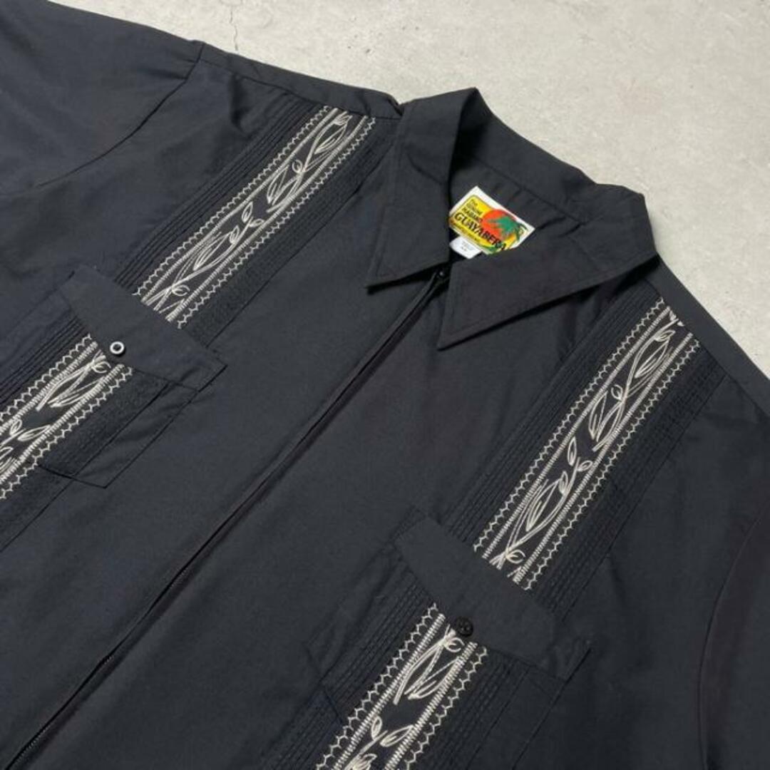 ビッグサイズ 80年代〜90年代 GUAYABERA 半袖 刺繍 ジップアップ キューバシャツ メンズ2XL