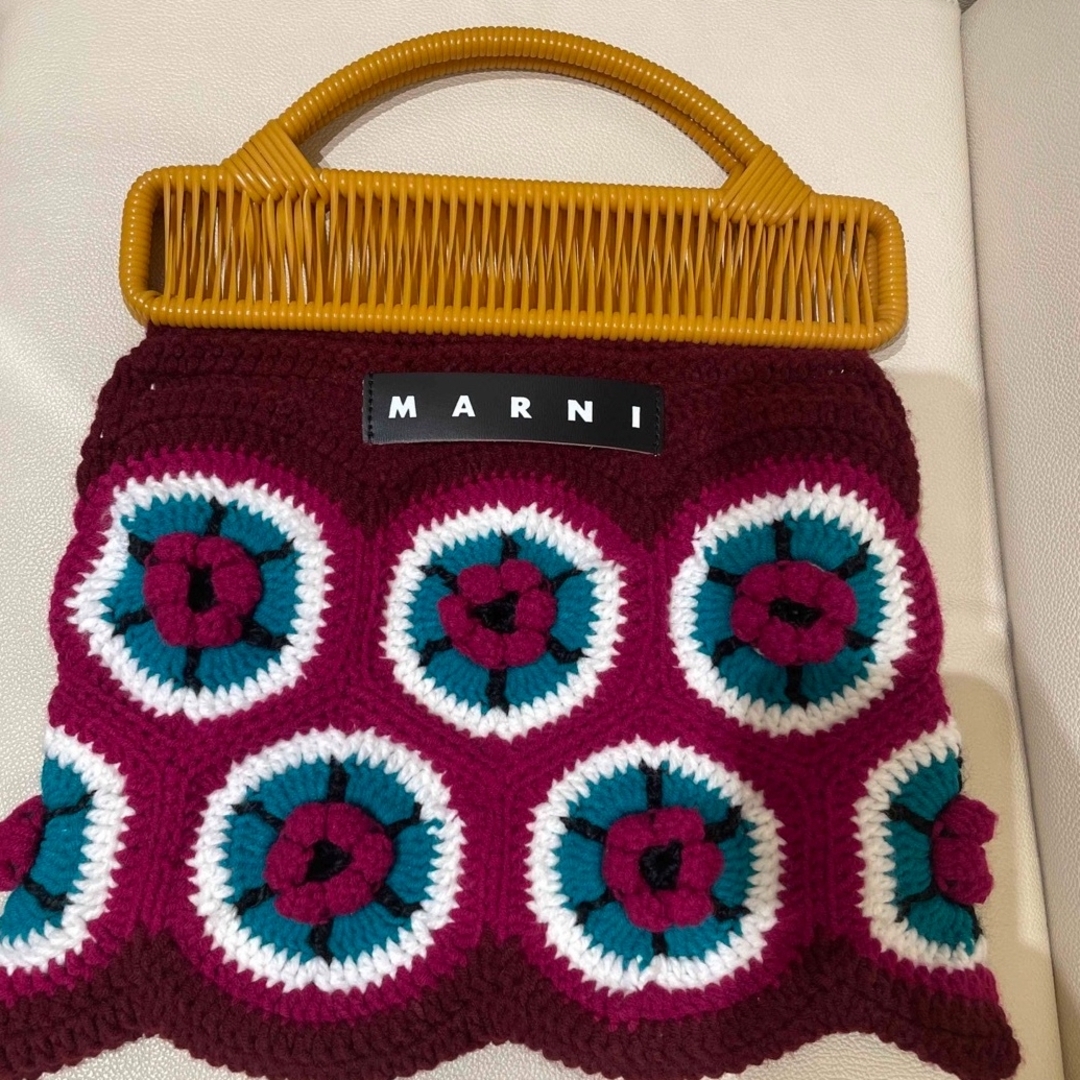 超美品MARNI♦︎マルニ フラワーニット鍵編み ハンドバッグハンドバッグ