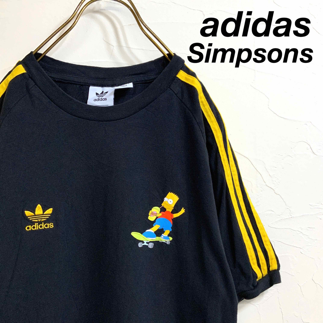 adidas(アディダス)の希少 美品 adidas simpsons リンガー tシャツ スリーストライプ メンズのトップス(Tシャツ/カットソー(半袖/袖なし))の商品写真