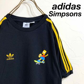 アディダス(adidas)の希少 美品 adidas simpsons リンガー tシャツ スリーストライプ(Tシャツ/カットソー(半袖/袖なし))