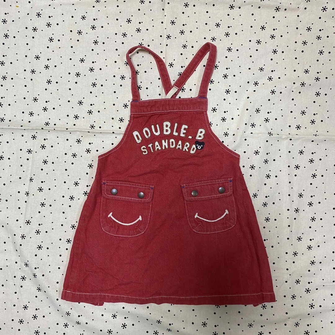 DOUBLE.B(ダブルビー)のミキハウス ダブルB エプロン型 ワンピース ☆ 90 キッズ/ベビー/マタニティのキッズ服女の子用(90cm~)(ワンピース)の商品写真