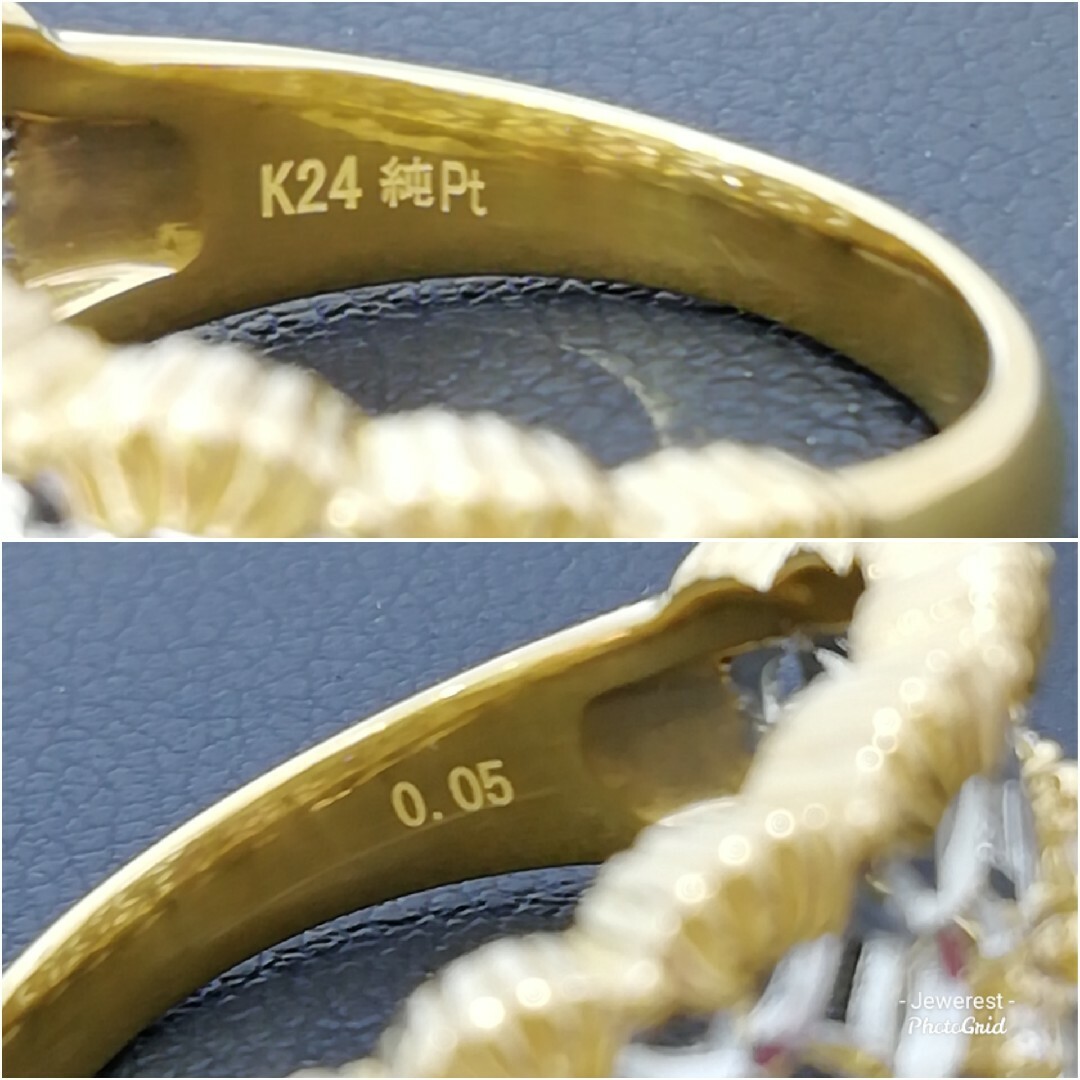 純Pt & K24 レースワークデザイン✨リング　✨QVCジュエリー✨ レディースのアクセサリー(リング(指輪))の商品写真