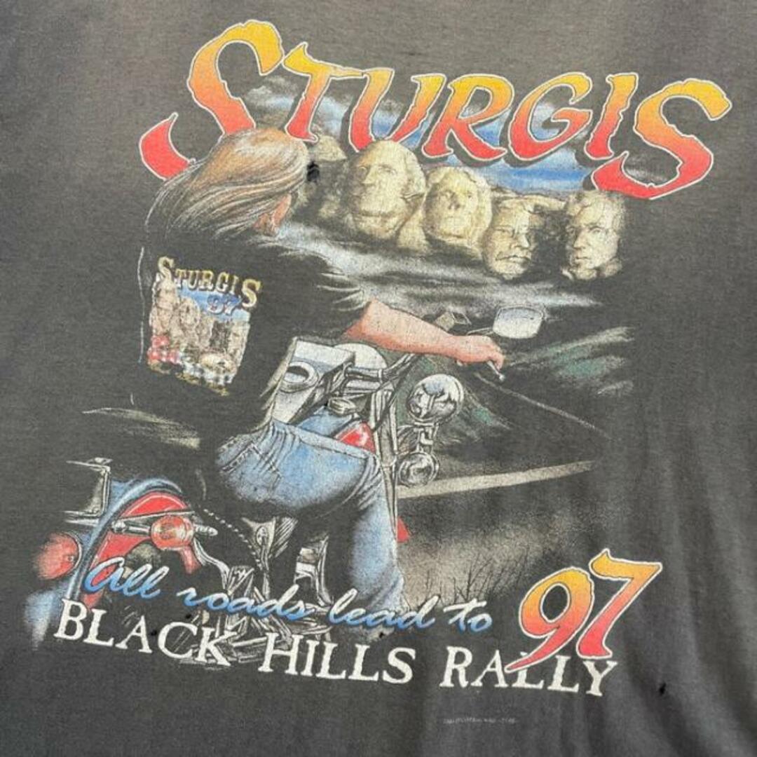 90年代 襤褸 STURGIS BLACK HILLS RALLY サンフェード 両面プリント カットオフ  Tシャツ メンズXL 1