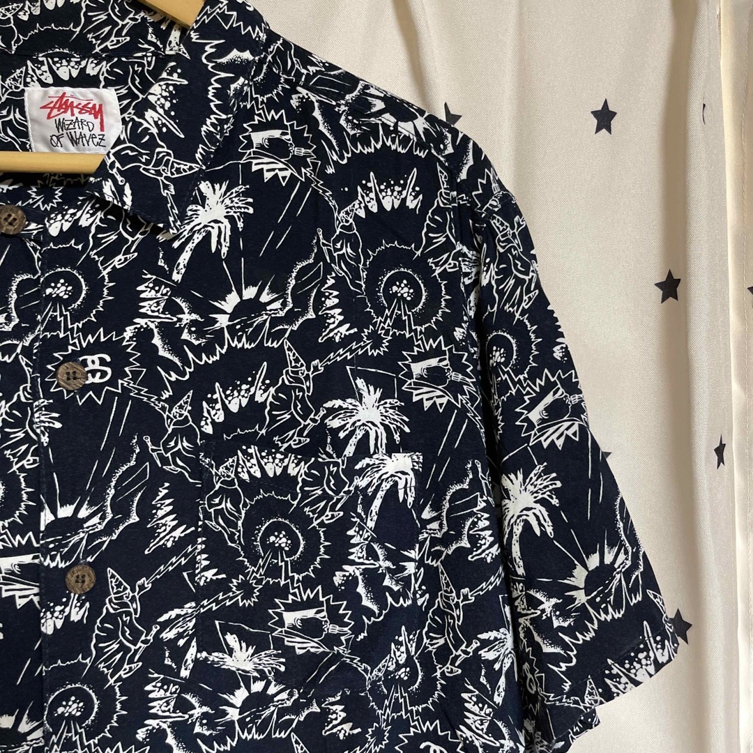 Stussy アロハシャツ ネイビー　ステューシー(L)✨