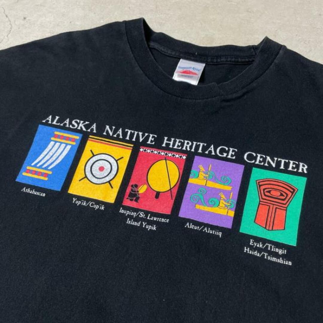 00年代 ALASKA NATIVE HERITAGE CENTER アート スーベニア 企業ロゴ アドバタイジングTシャツ メンズXL