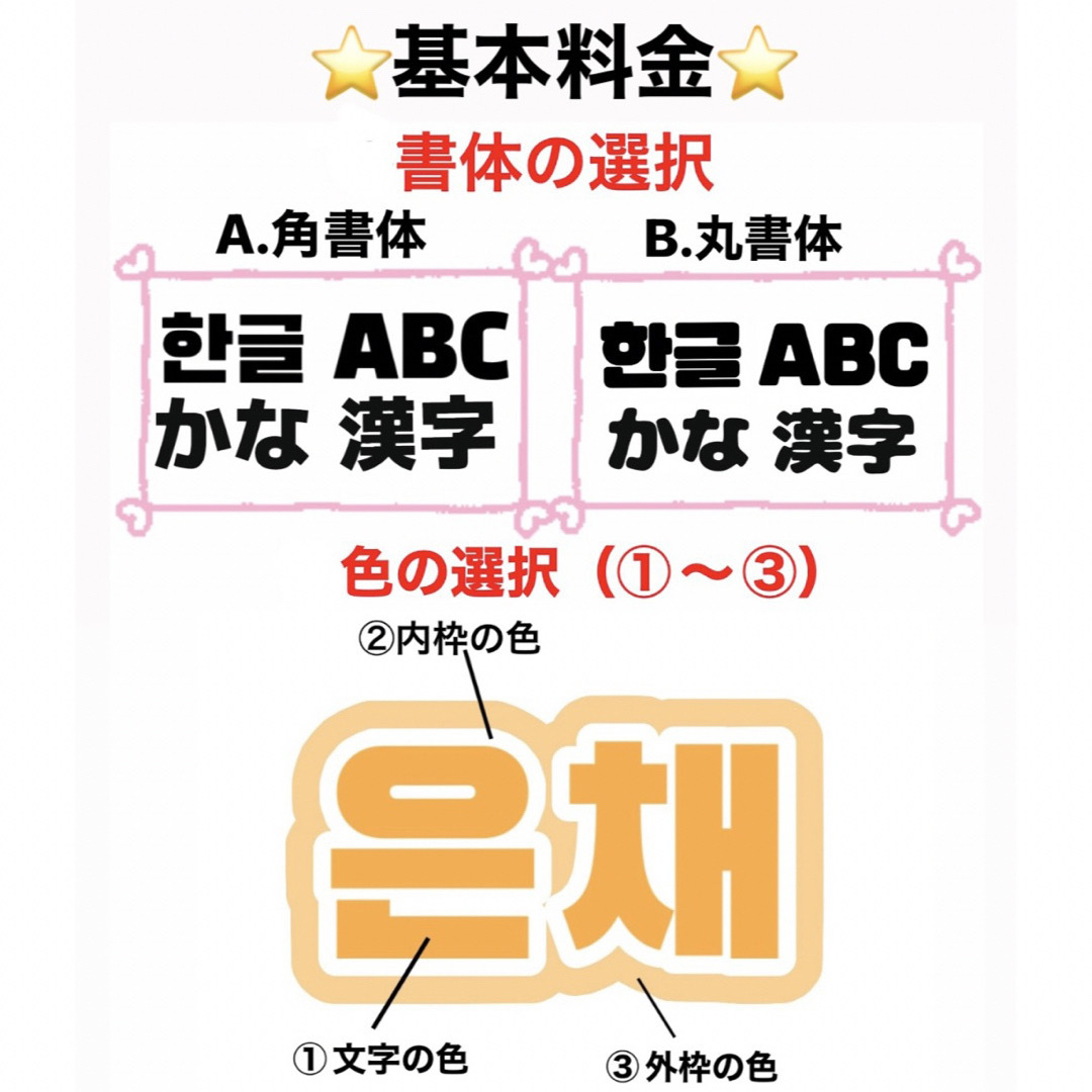 ネームボード kpop 韓国 うちわ文字 オーダーページ