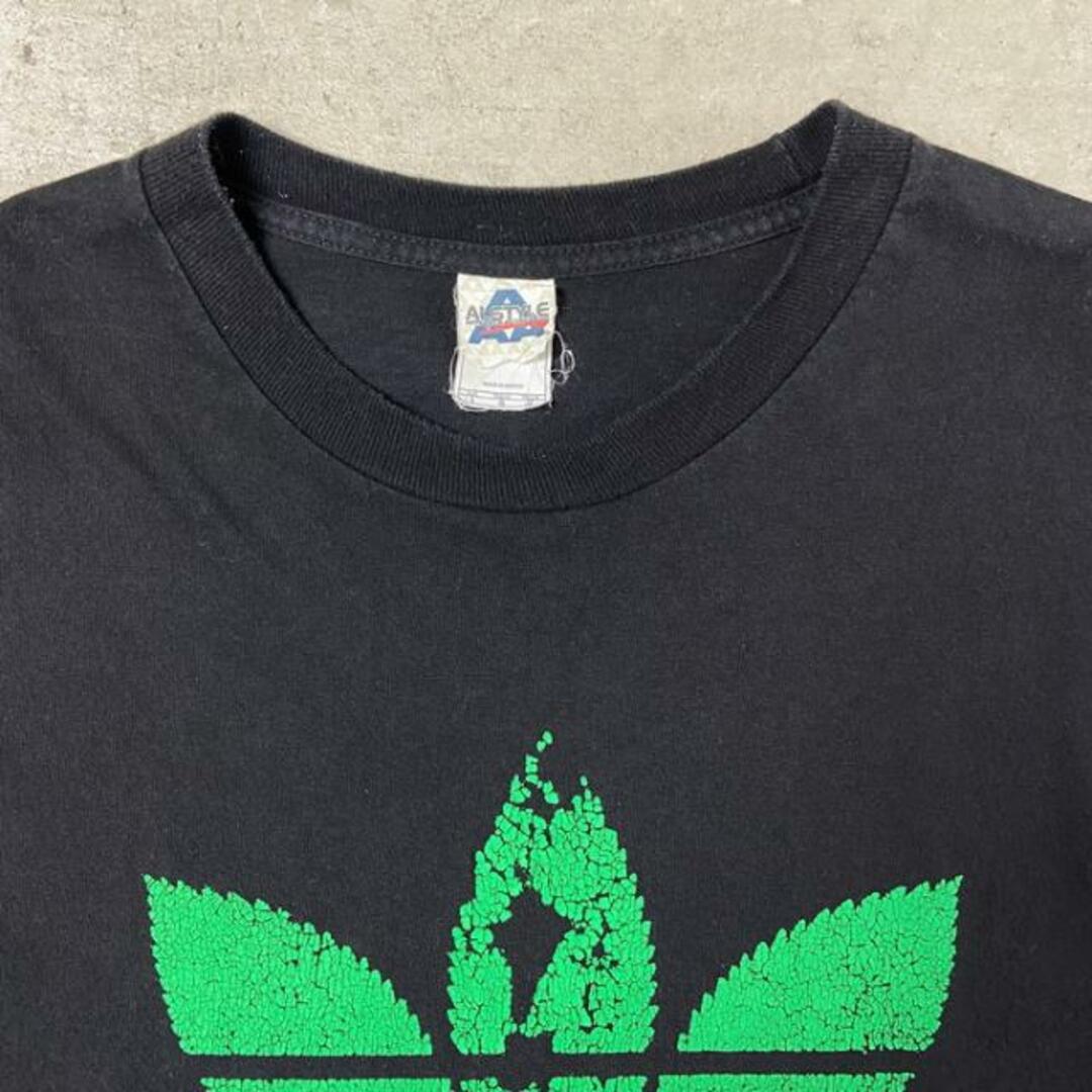 00年代〜 addicted adidas パロディ マリファナ  ロゴプリント Tシャツ メンズL相当