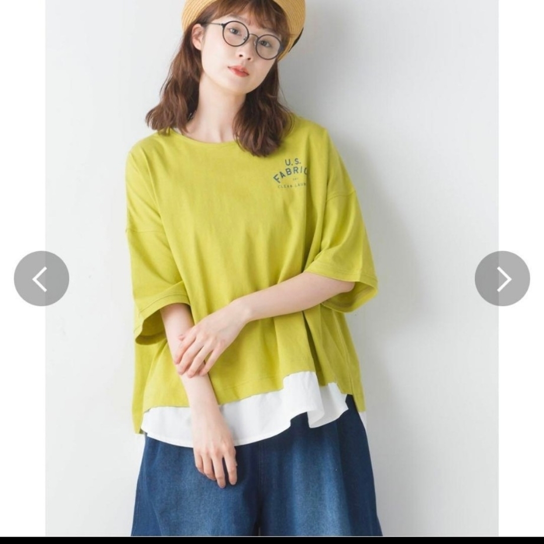 CUBE SUGAR(キューブシュガー)のIREIY  アイリー　ロゴ　Tシャツ　ビッグシルエット　大きいサイズ　イエロー レディースのトップス(シャツ/ブラウス(半袖/袖なし))の商品写真