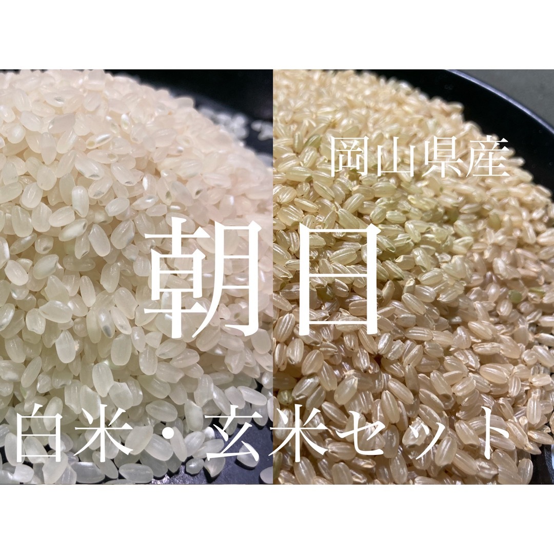 岡山県産令和5年産　RicericericE　玄米2キロと白米2キロセットの通販　新米　by　朝日米　｜ラクマ