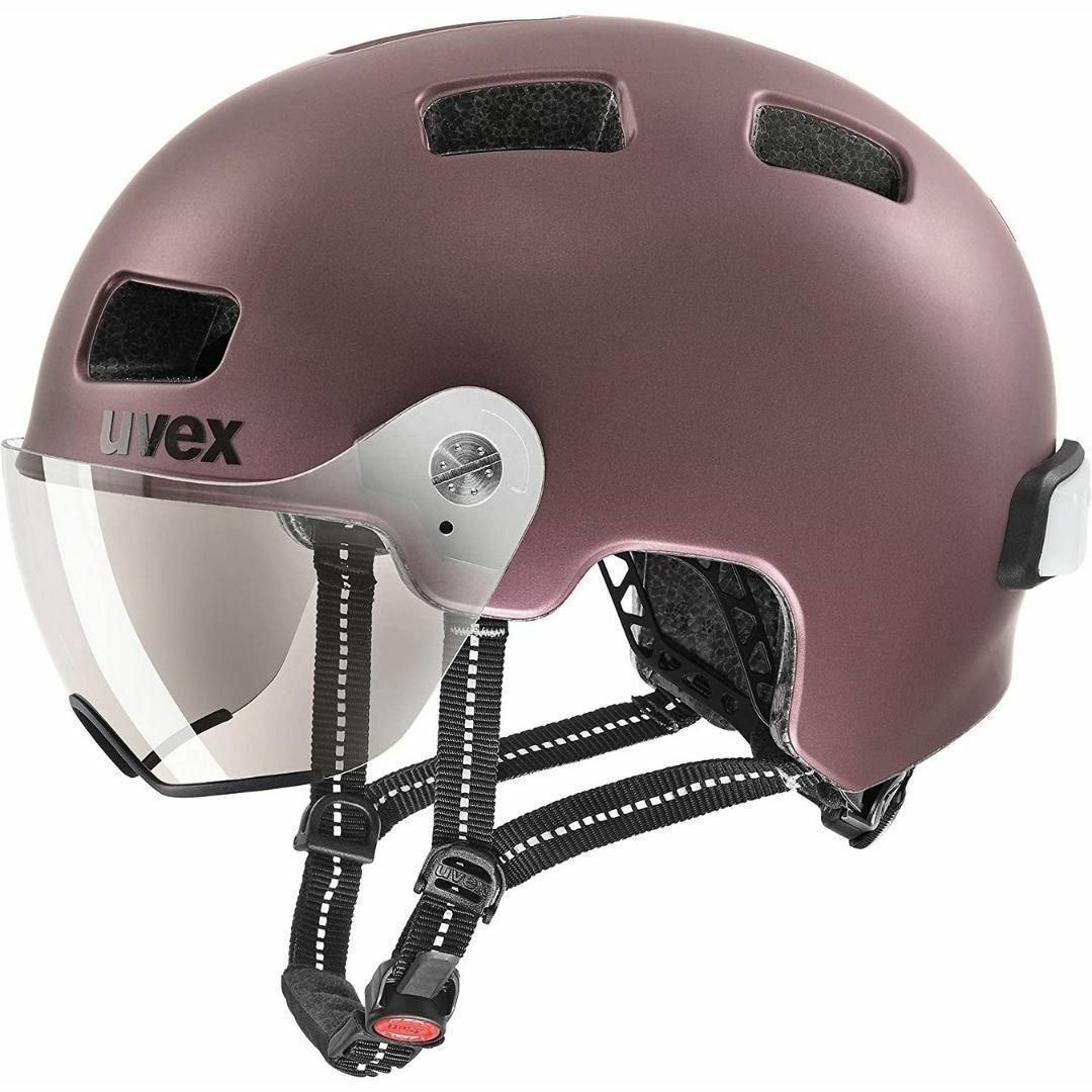 ⭐未使用⭐ UVEX 自転車ヘルメット バイザー付き ブラックベリーマット