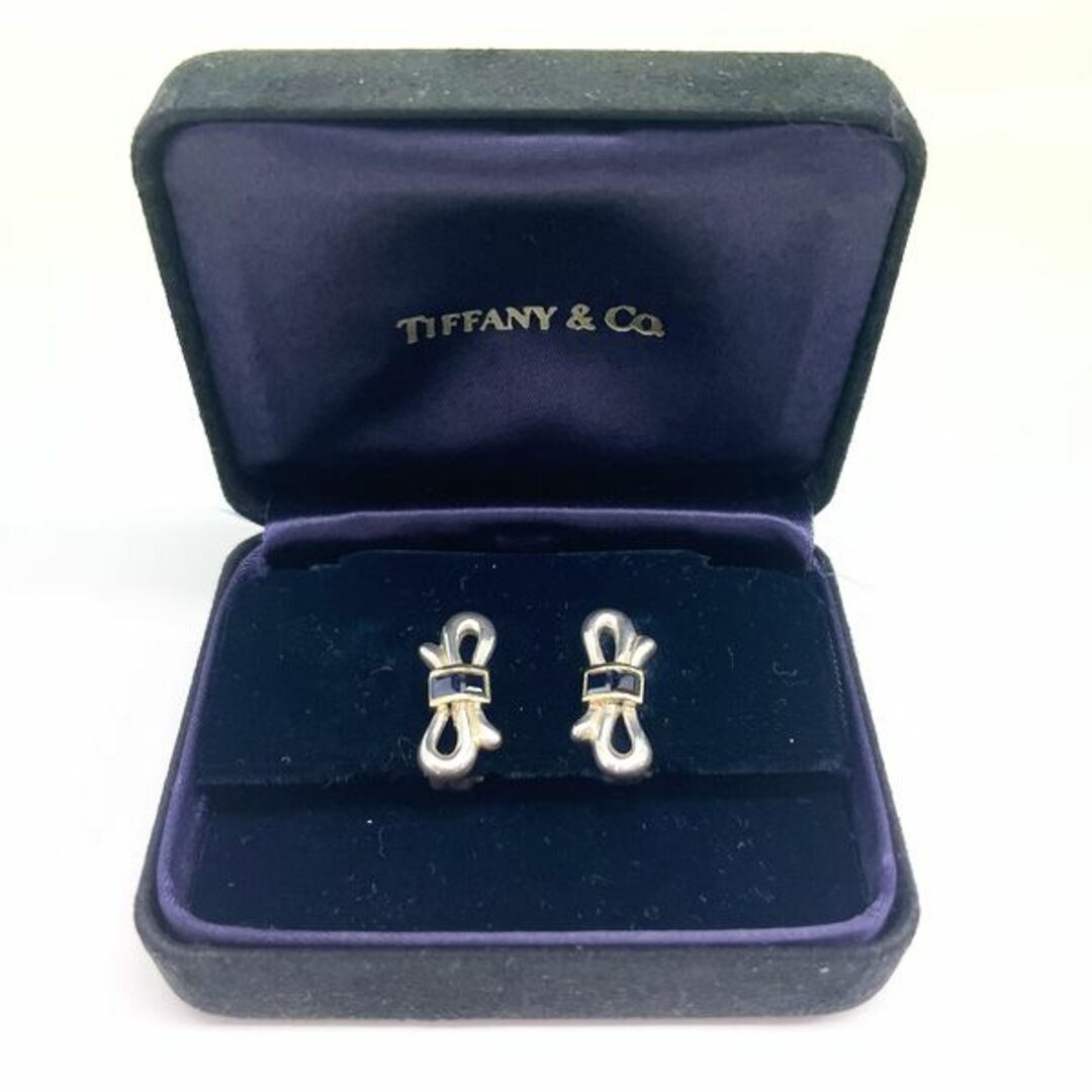 TIFFANY&Co. 【レア】ヴィンテージ リボン サファイア イヤリング SV925×K18YG