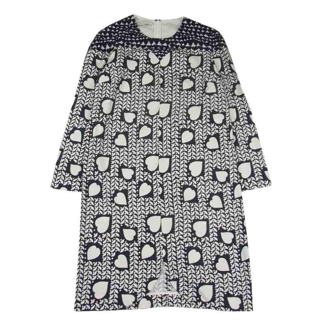 Stella McCartney ステラマッカートニー HEARTS AND LIPS PRINT DRESS シルク100％ ハート リップス プリント 総柄 バックファスナー ワンピース ブラック系 36