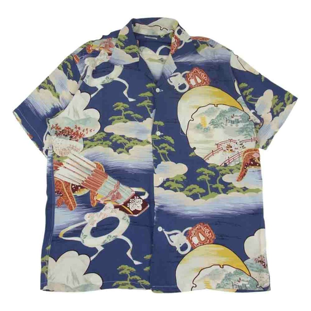 Sun Surf(サンサーフ)のSUN SURF サンサーフ SS32165 RAYON S/S SAMURAI THE BATTLEFIELD サムライ 侍 アロハ シャツ ネイビー系 XL【中古】 メンズのトップス(その他)の商品写真