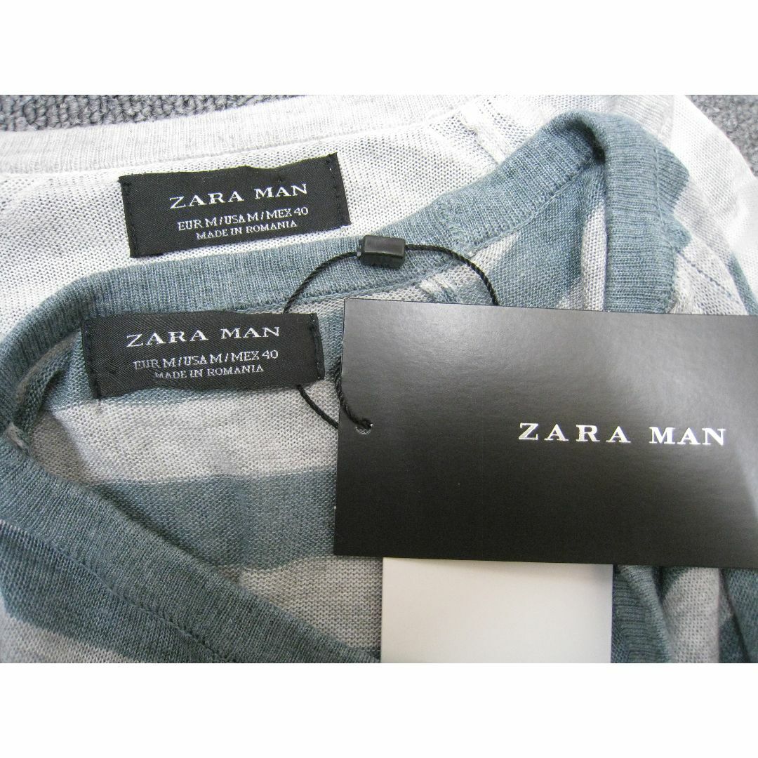 ZARA(ザラ)のZARA MAN◆ザラ ボーダー ニット 半袖 セーター 2枚セット Mサイズ メンズのトップス(ニット/セーター)の商品写真