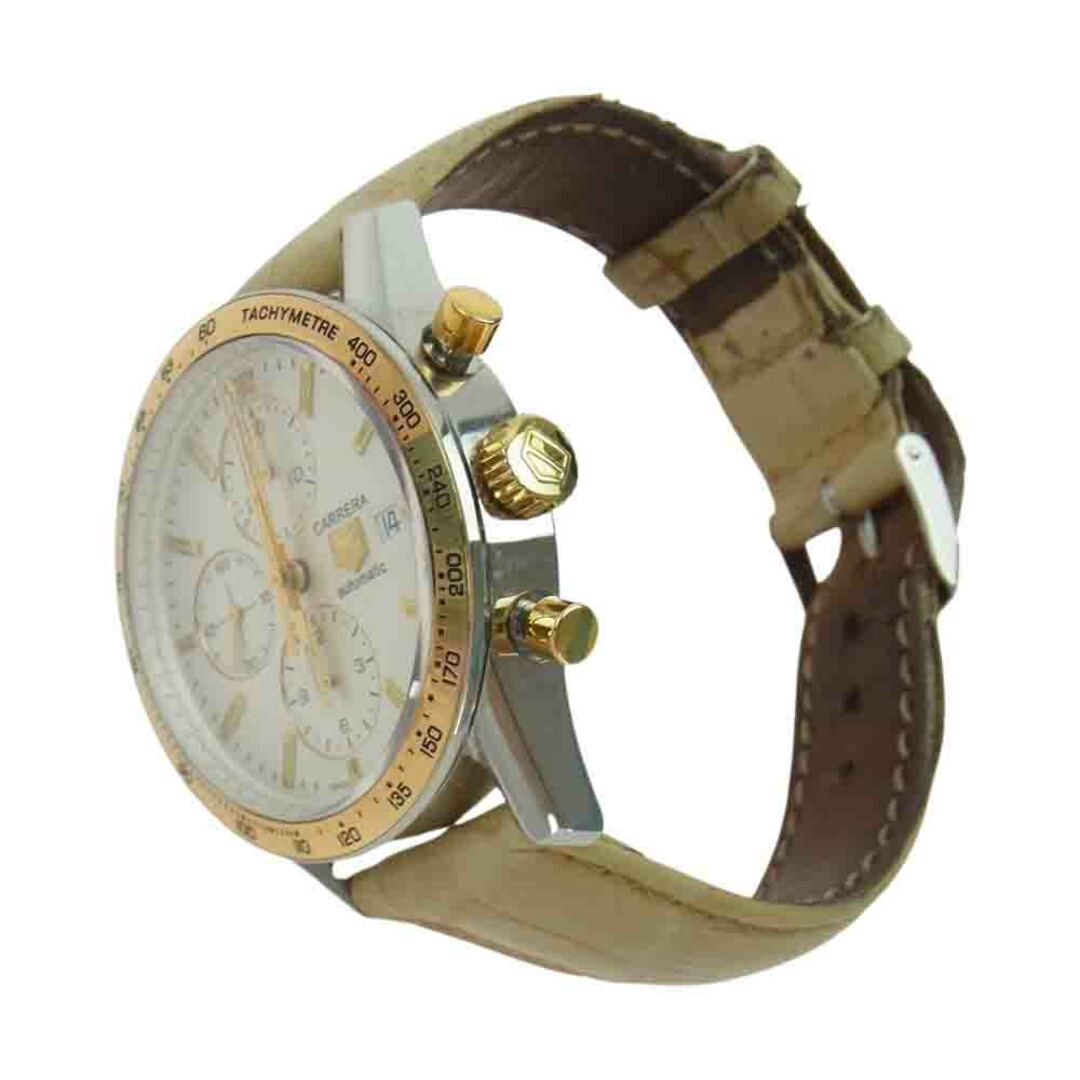 TAG HEUER タグホイヤー 時計 CV2050 カレラ タキメーター クロノグラフ 自動巻き 腕時計 ウォッチ ホワイト系 ゴールド系