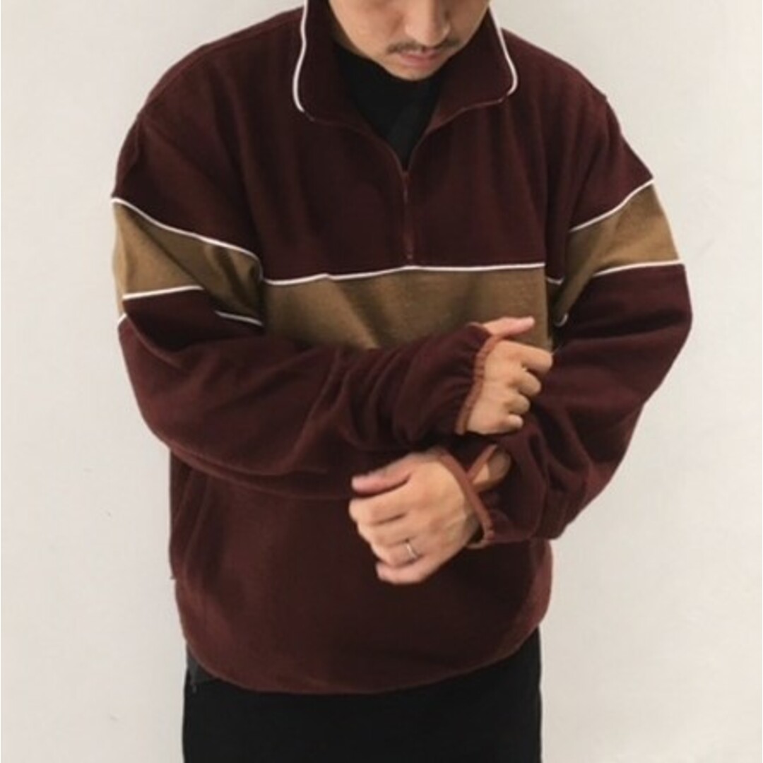 tone トーン 日本製 HALF ZIP WOOL SWEAT ハーフジップウールスウェット TO-AW17-CLS01 L BURGUNDY  トレーナー ライン プルオーバー トップス【中古】【tone】