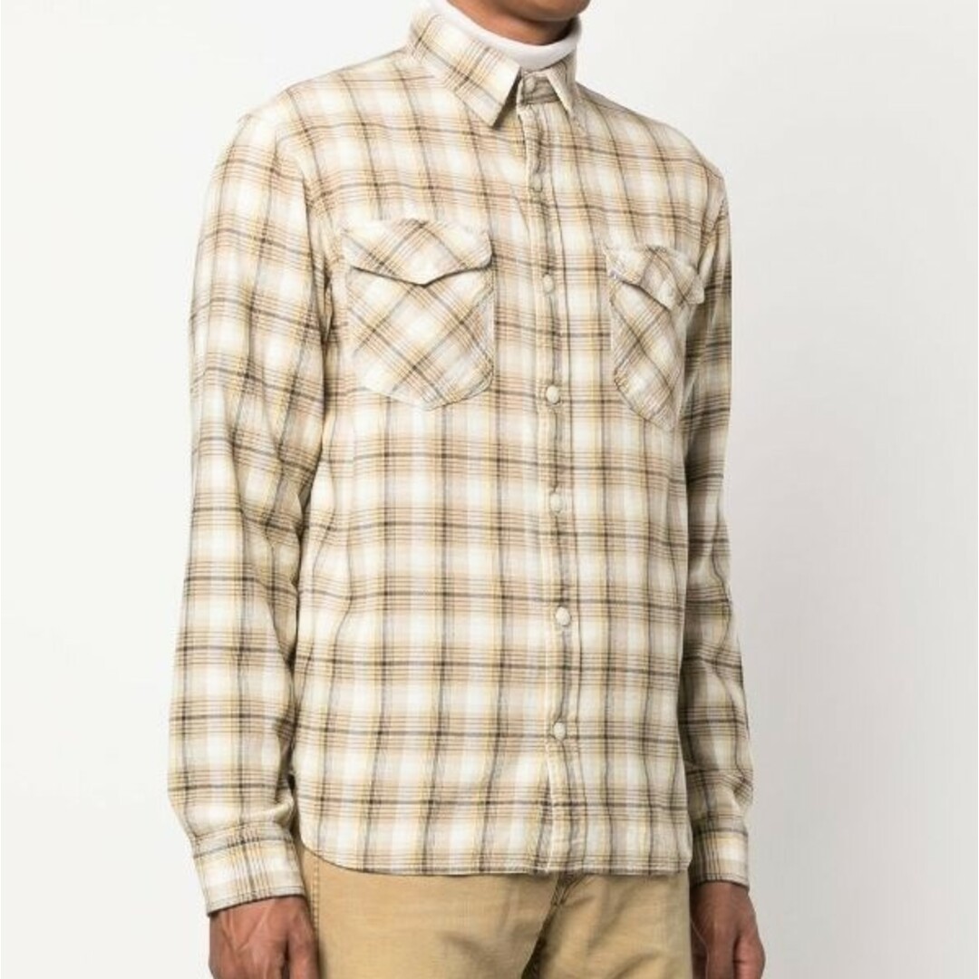 RRL ダブルアールエル 22AW Tartan Plaid Twill Work Shirts プラッドツイルワークシャツ 782871189001  S BEIGE Double RL 長袖 タータンチェック トップス【中古】【RRL】