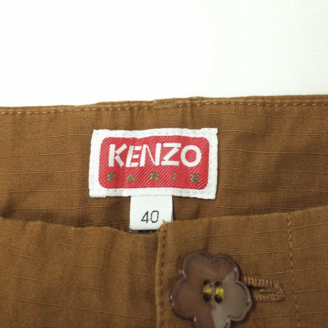 KENZO(ケンゾー)のKENZO by NIGO ケンゾー バイ ニゴー 22AW フラワーボタンカーゴパンツ FC65PA2429DD 40 ブラウン コットンリップストップ ボトムス【中古】【KENZO by NIGO】 メンズのパンツ(ワークパンツ/カーゴパンツ)の商品写真