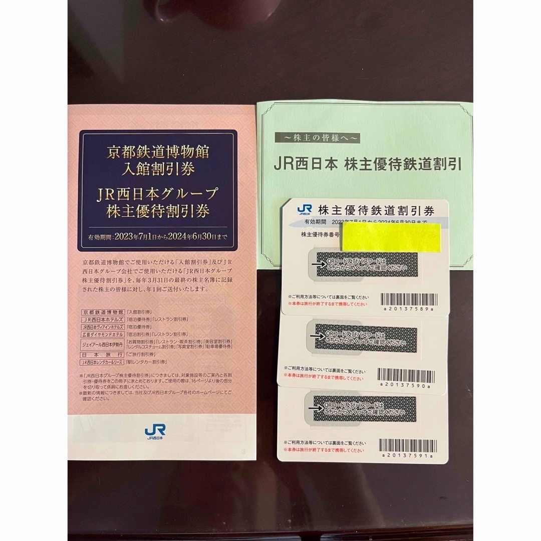 JR西日本グループ株主優待割引券　3枚