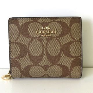 コーチ(COACH)のコーチ 財布 二つ折り シグネチャー コンパクト ウォレット レザー 茶 黒(財布)