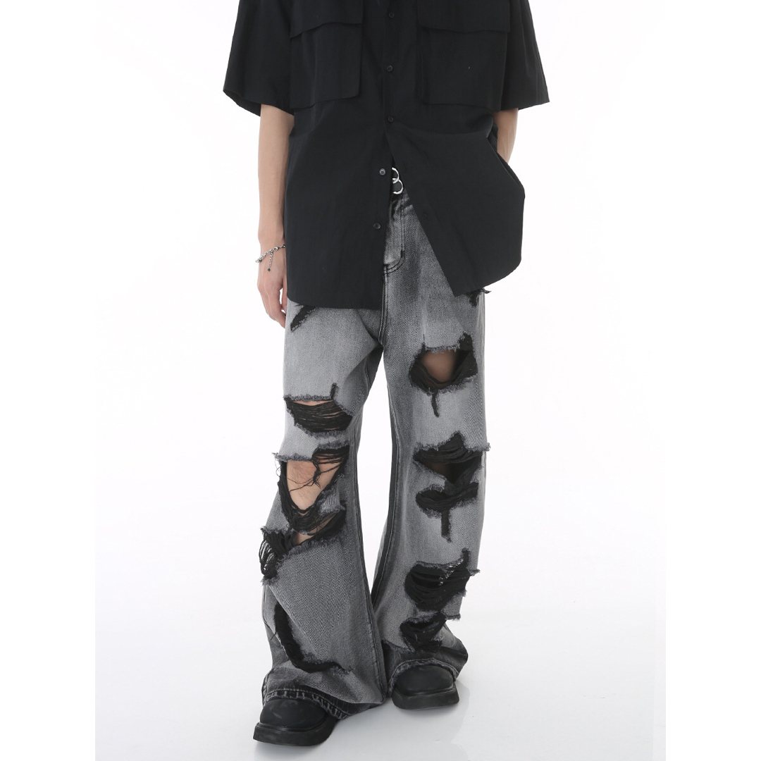 Balenciaga(バレンシアガ)のメンズ ダメージ加工 デニムパンツ 男女兼用 ストリート系　韓国　BTS メンズのパンツ(デニム/ジーンズ)の商品写真