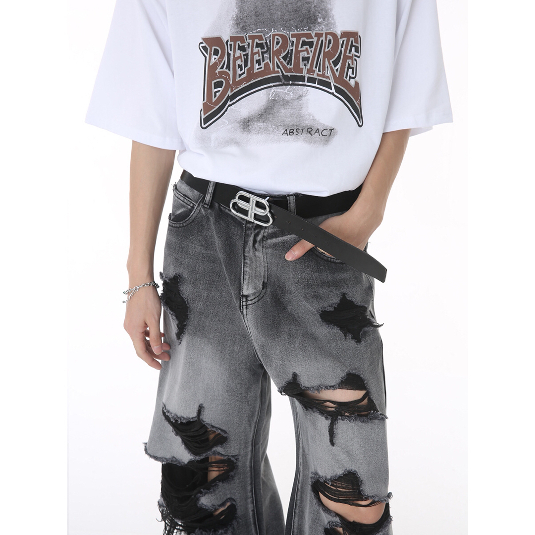 Balenciaga(バレンシアガ)のメンズ ダメージ加工 デニムパンツ 男女兼用 ストリート系　韓国　BTS メンズのパンツ(デニム/ジーンズ)の商品写真